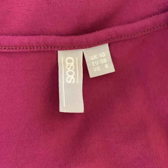 ASOS‎ Plum Midi Dress 6 Sleeveless Bodycon Cocktail Wedding Guest - Picture 6 of 7